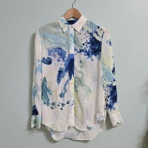 AG Adriano Goldschmeid Watercolor Brushed Button Down Blouse